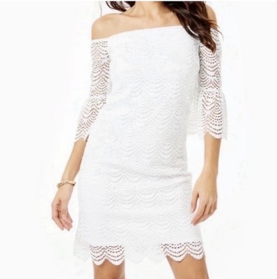 NWT LILLY PULITZER M Lexa Dress White Scalloped Lace Orig$198 Bridal,resort  | eBay