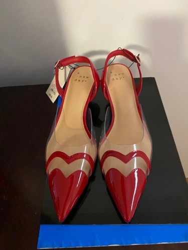 NUOVISSIMI TACCHI A SPILLO DONNA TAGLIA 9 UN NUOVO GIORNO ROSSO ELEANOR SLINGBACK GATTINO - Foto 4 di 8