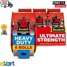 Scotch Heavy Duty Shipping and Moving Packing Tape, Clear, 6 Count, Clear