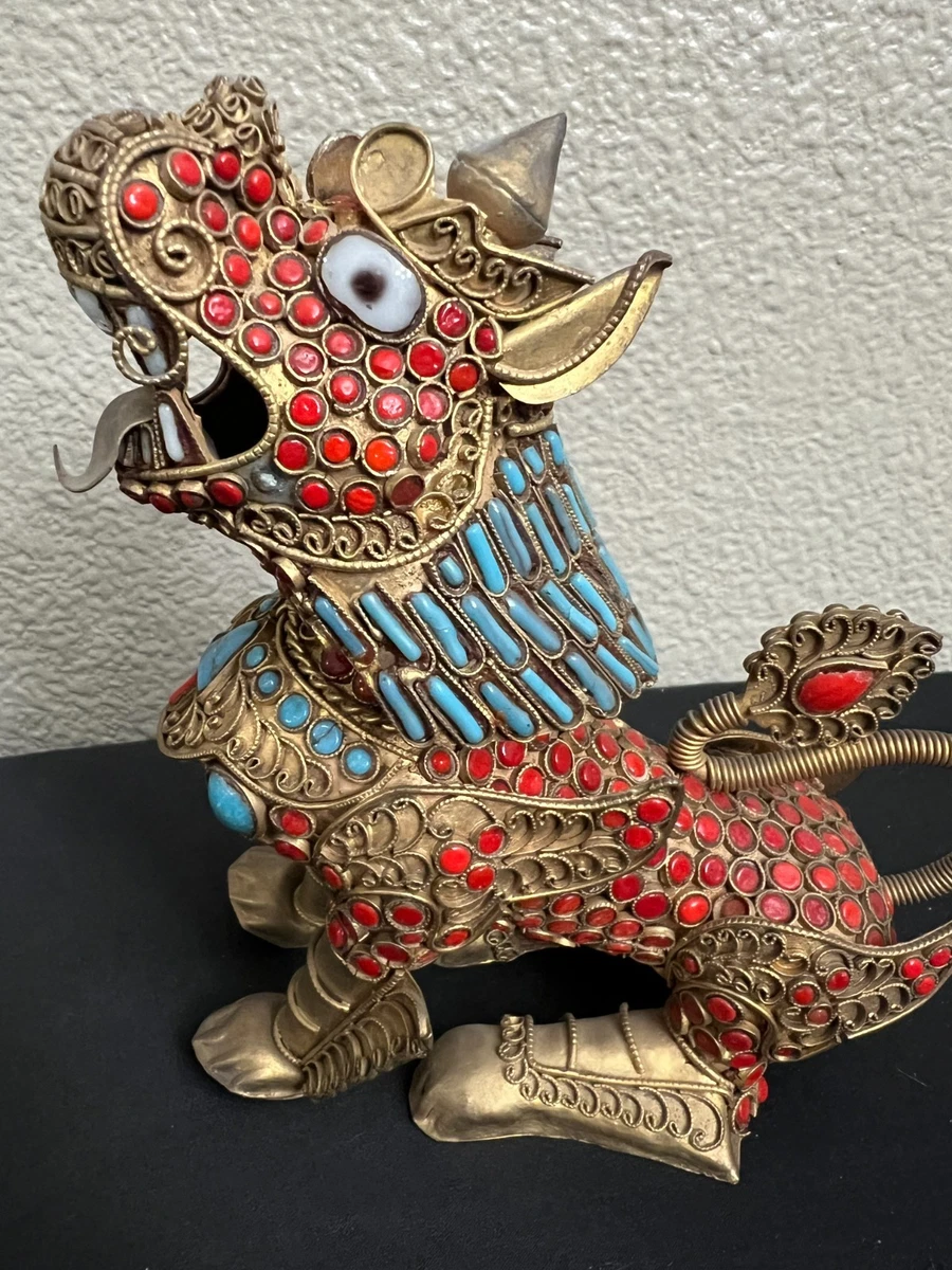 中国古董黄铜狗雕像、雕像| eBay