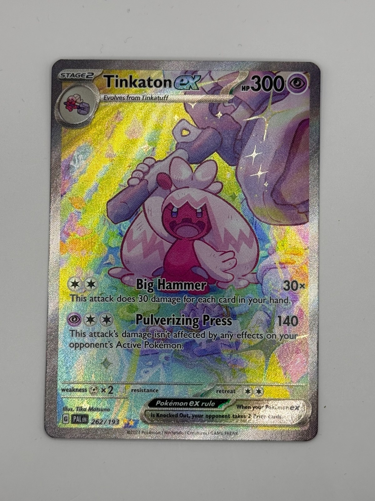 2023 Pokemon Scarlet & Violet Paldea Evolved Tinkaton Ex SIR 262/193 - Near Mint