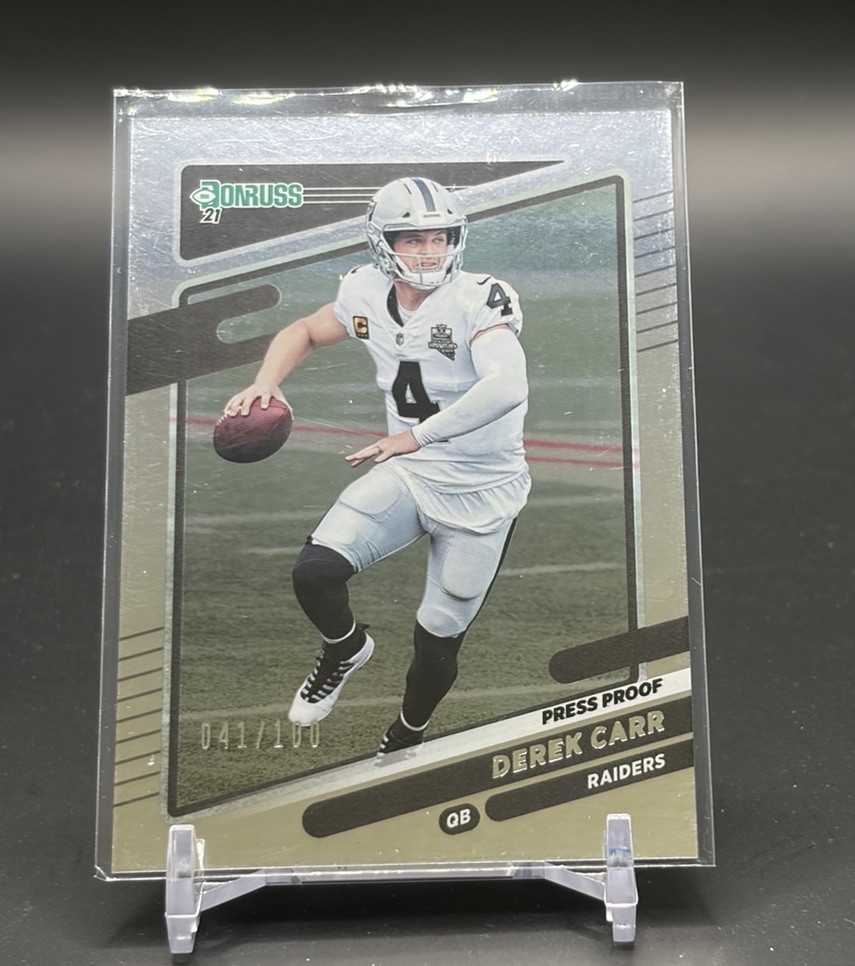 2021 DEREK CARR DONRUSS PRESS PROOF SILVER /100 (RAIDERS) #86