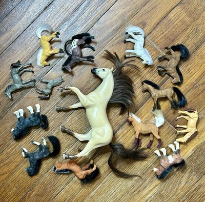 Lot of 14 Vtg Horse Toy Animal Plastic Furry Figure Hair