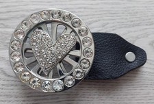 Heart Belt Buckle with rhinestones and reverse, size 6 cm/ 2.4 in, used, China