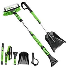 Snow Shovel & Ice Scrapers for Car Windshield, Snow Snow Brush + Shovel Green