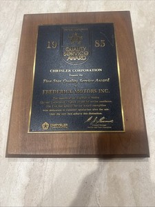 Vintage Chrysler Corporation Service Award Plaque 
