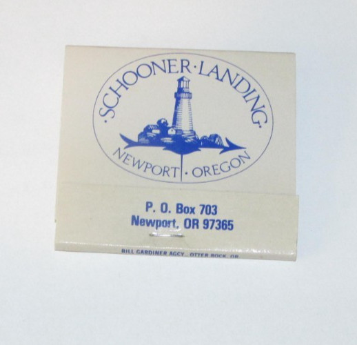 Vintage Schooner Landing Newport Oregon OR Matchbook Cover Unstruck Lighthouse