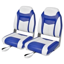 2 Pack High Back Folding Boat Seats with Sponge Cushion & Flexible Hinges