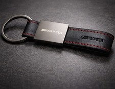 Mercedes AMG Schl&uuml;sselanh&auml;nger Leder Schwarz Rot Metall Luxus Keychain| Geschenk