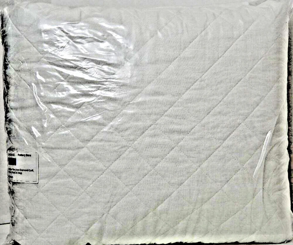 Pottery Barn Belgian Flax Linen Diamond Quilt, King/Cal.King 92 x 108" White New - Image 2 of 4