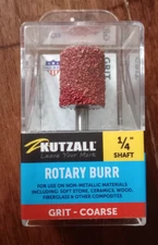 Red Kutzall Original Cylinder Rotary Burr, 1/4" Shaft, Coarse