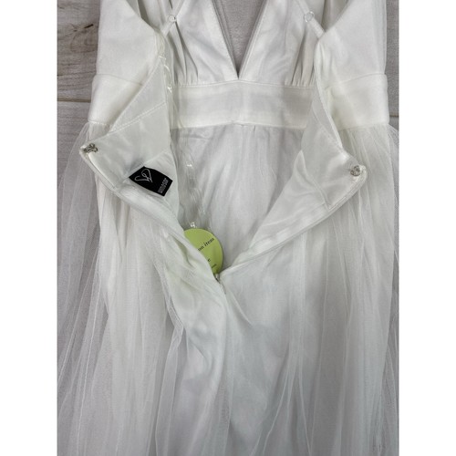 Windsor Vanessa Dress Sz S White V-Neck Tulle Prom/Homecoming Gown Lace Mesh NWT - Picture 8 of 12