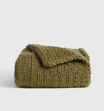 NWOT Quince Hand Knit Wool Throw 50x60 Olive