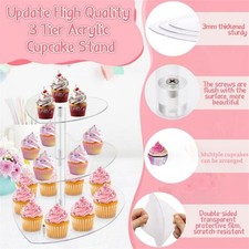 Heart Shaped 3 Tiers Cupcake Stand for Parties and Event Clear Tiered Cake Tray