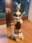 Set of 4 Vintage Royal Dux Bohemia Rococo Man guitar, Lady mandolin, couple, fan — photo 3