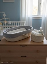 Changing Baskets Set, Moses Basket with Changing Pad and Diaper Caddy With Liner