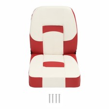 Boat Seat  Low Back Folding Fishing White+Red Seat Captain Chair Foam Padding