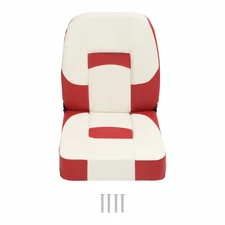 Boat Seat  Low Back Folding Fishing White+Red Seat Captain Chair Foam Padding