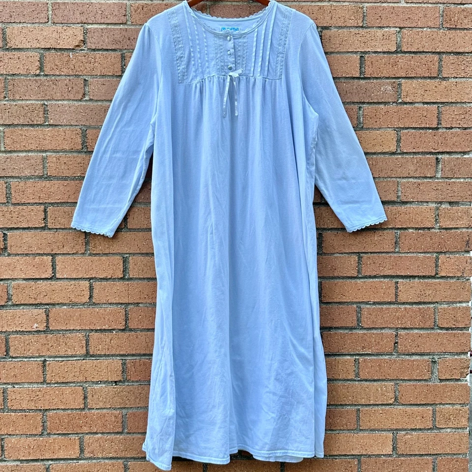 Camisón de colección genuino Sonoma azul claro manga larga mezcla de algodón para mujer talla XL Foto 4 de 4