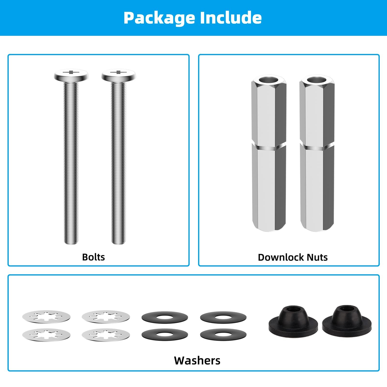 2 PCS Universal Toilet Seat Bolts Kit, Heavy Duty Stainless Steel Toilet Bolt...