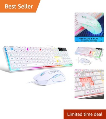 104-Key Full Size RGB Backlit Gaming Keyboard and Mouse Set - Plug & Play