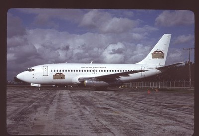 Orig 35mm airline slide Viscount Air Service Denver Nuggets 737-284 M196AW