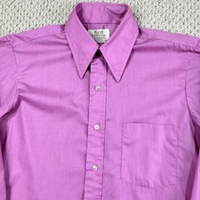 Vtg Arrow Kent Collection Shirt Mens 15-32 Pink Purple 70s Sanforized USA Made
