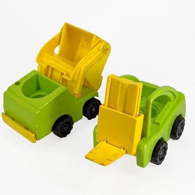 Fisher-Price Little People Dump Truck Lift & Load Vintage Green Yellow