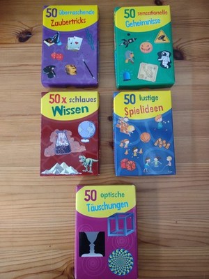 5x Kartensets Konvolut - Zaubertricks, Wissen, Spielideen & optische Täuschungen