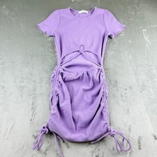 American Threads Women's Small Ribbed Cut Out Mini Dress Purple Lavender 8496HD