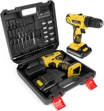 Portable 21V Power Drill Set with 37PCS Drill Bit,Cordless Drill Kit with Batter