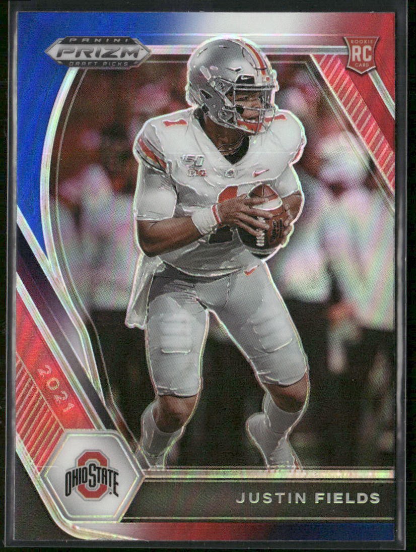 2021 Panini Prizm Draft Picks Collegiate #121 Justin Fields Red White and Blue