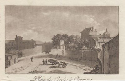 Clermont-Ferrand Place des Cercles Original Aquatinta Breton 1800