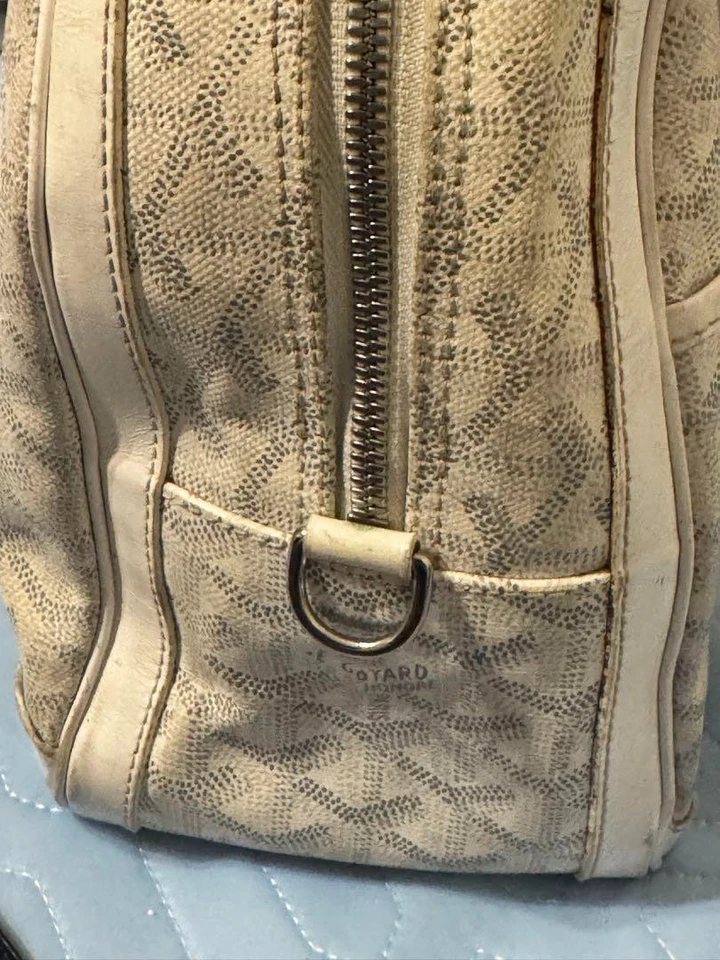 Bolso Boston de Mano GOYARD Saint Jeanne Blanco Patrón Espiga Auténtico Usado Foto 4 de 4