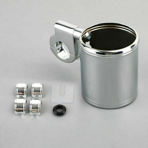 Chrome Cup Bottle Holder For 7/8" 1" 1-1/4" Handlebar Chopper Cruiser Bobber T9 - Picture 12 of 12