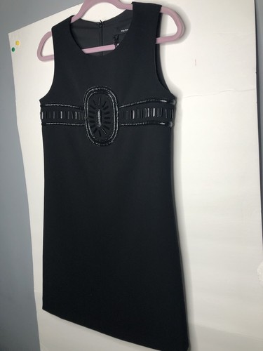 The Kooples Womens Black Aline Shift Beaded Crepe Dress Sz 1 NWT Orig $365 - Foto 2 di 11