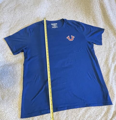 True Religion Buddha Tee Men XXL Blue Graphic Logo Cotton Short Sleeve Shirt - Picture 4 of 8