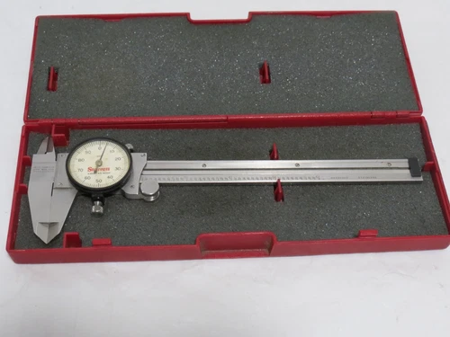 Starrett No. 120 Stainless Steel 9" Dial Caliper w/ Case White Dial - Used