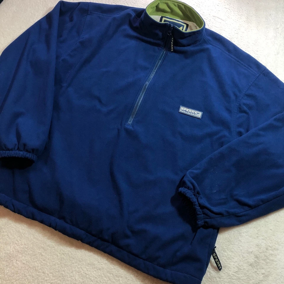 Chaqueta Sperry Top Sider Para Hombre Pequeña Azul Polar 1/2 Cremallera Pullover Foto 2 de 4