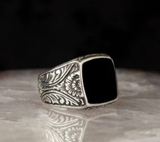 Handmade Men silver ring Pure 925 SILVER men Ring Onyx stone wedding gift Box