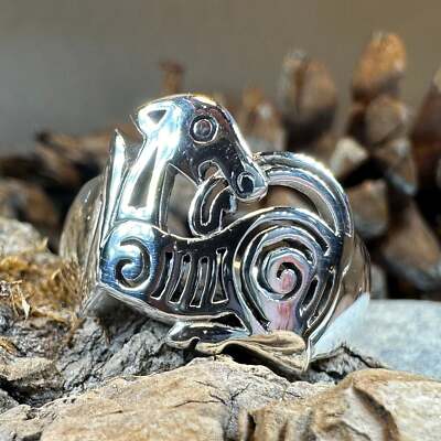Celtic Dragon Ring Viking Norse Scottish Pagan Gift Large Mens' Ring 925 
