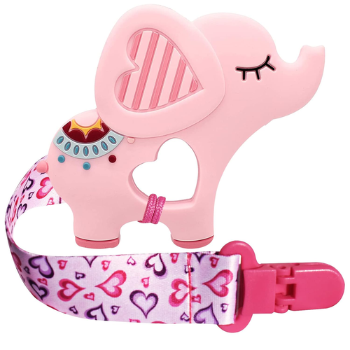 1 Soft Dinosaur Teether for Babies and 1 Baby Pacifier Clip, Valentines Day Gift - Picture 8 of 12