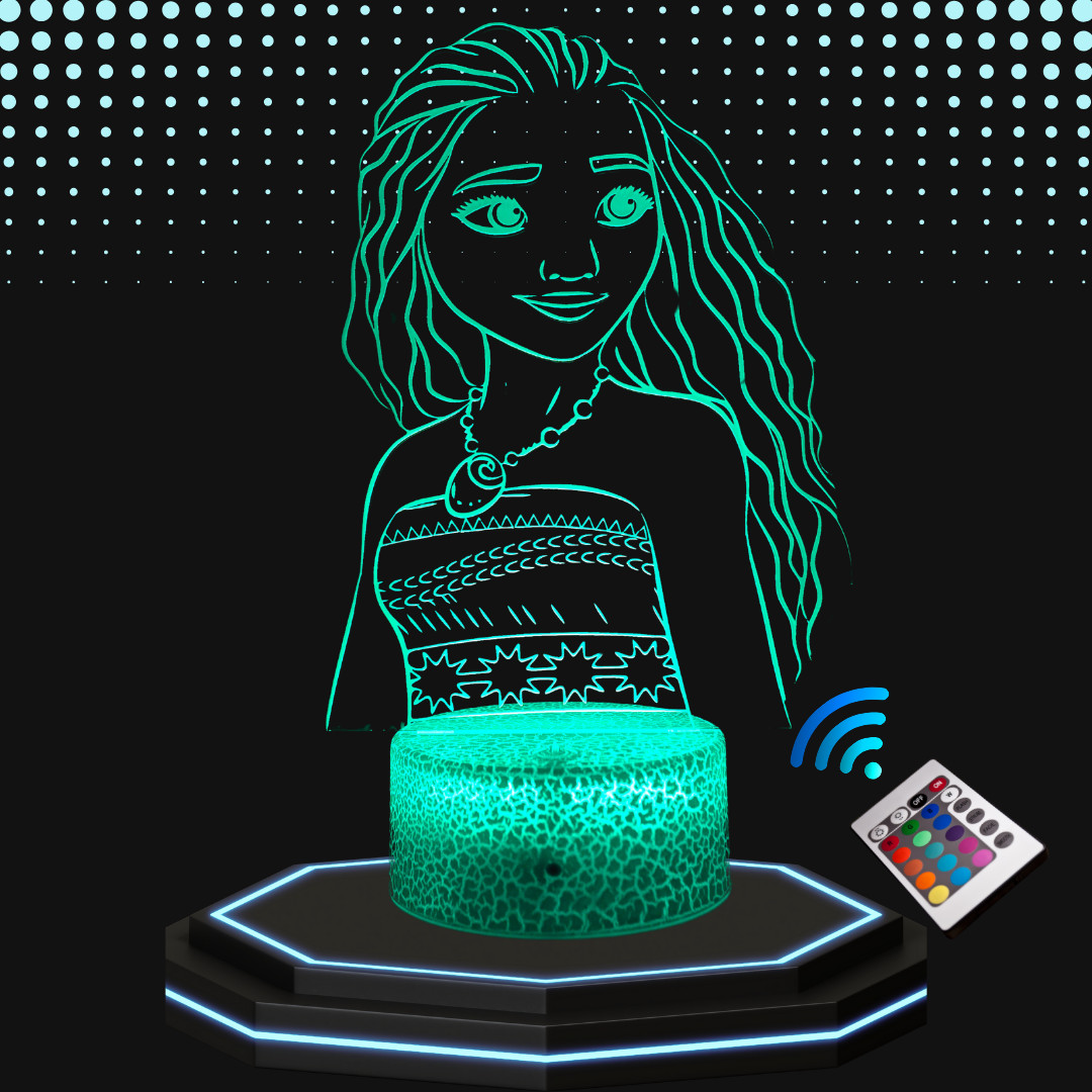 Veilleuse Vaiana Disney 3D lampe de table multicolore pour l'histoire du soir