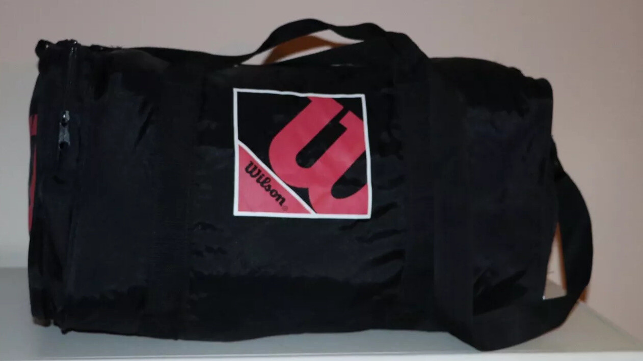 Vintage Wilson Duffel Bag Black Red Gym Duffle Travel Gem