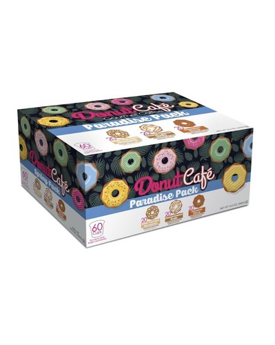 Donut Cafe Paradise Pack Choc Macadamia, Caramel Vanilla Cin 60 K Cup Exp 4/2026