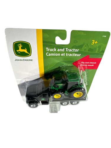 NEW John Deere FLATBED TRUCK w/ TRACTOR - Die Cast ERTL - 2007 - 37308 - 1:64 - Picture 4 of 5