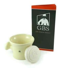 Ivory Ceramic Heavy Duty Shaving Mug  Sandalwood Soap Puck Set