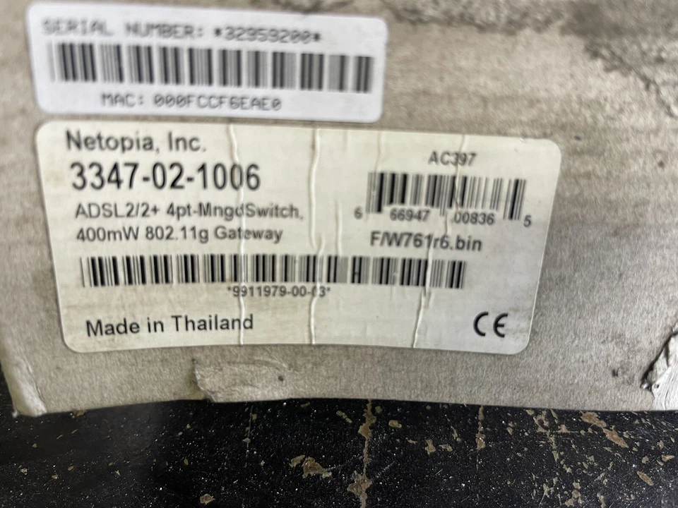 BRAND NEW NETOPIA 3347-02-1006  WIRELESS ROUTER ADSL2/2 +4 PORT MNGD SWITCH NIB - Image 4 of 4