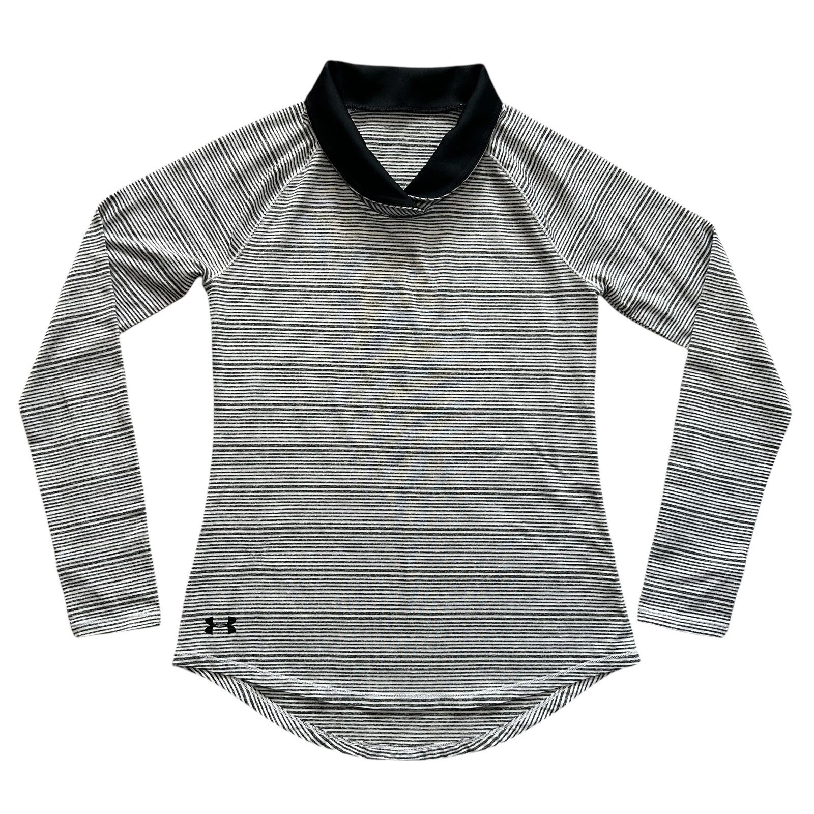 UNDER ARMOUR Zinger Pullover Shirt Size SMALL Cowl Neck Collar Stripe Activewear