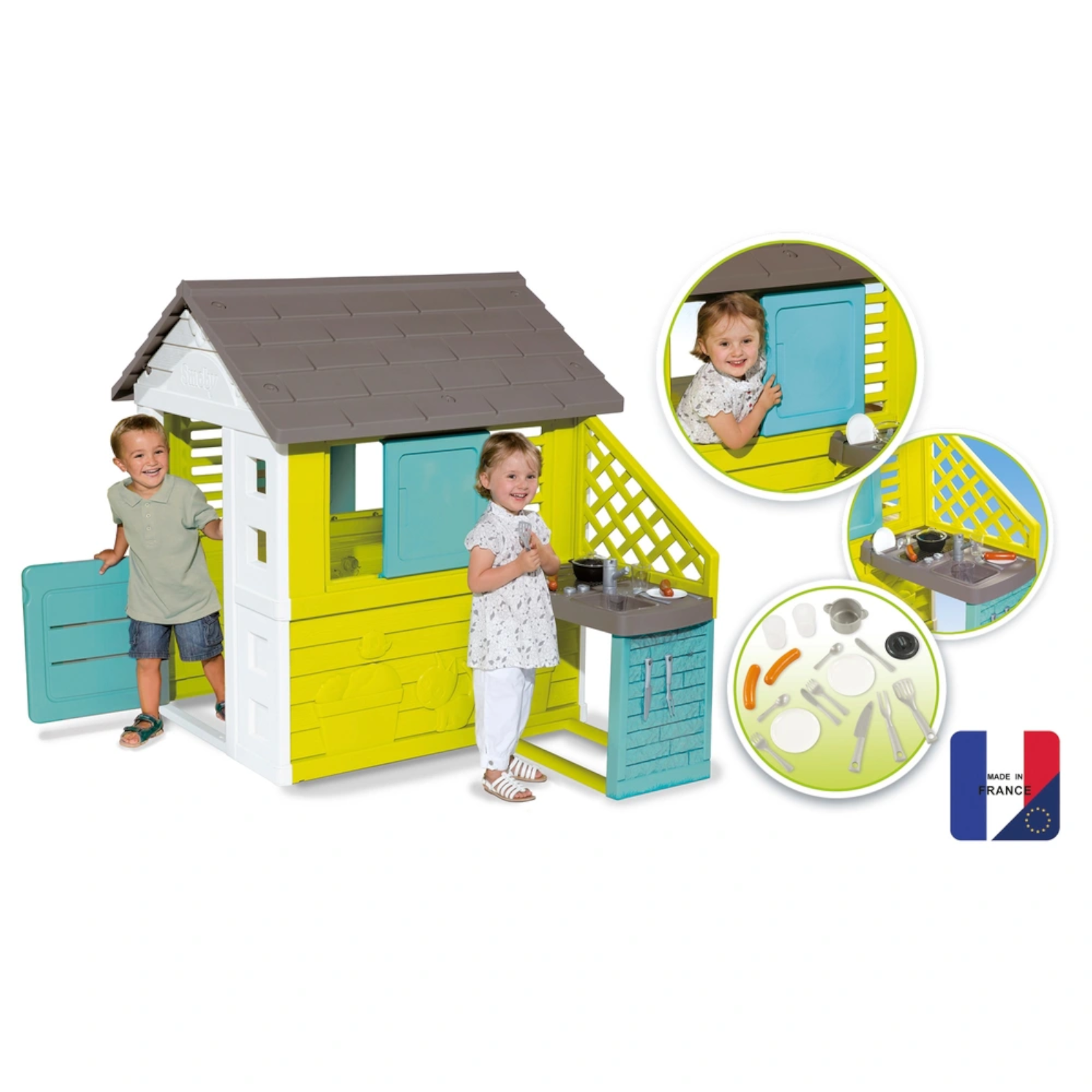 Smoby Playhouse Kitchen With Accessories Kids Children Playset Garden